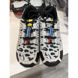 Hike Balance Cow Print Trail Running Shoes Sneakers Black White Size 39
